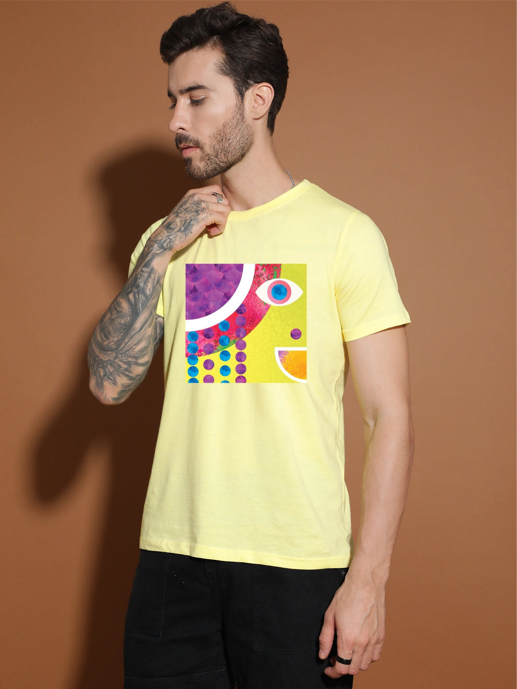 Breezer Tribe Cotton Printed Casual T-Shirt for Men | Round Neck, Half Sleeves, Regular Fit