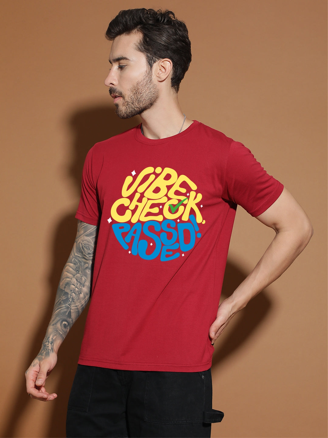 Breezer Tribe White Round Neck Cotton T-Shirt for Men | Regular Fit, Half Sleeves, Casual Printed Style