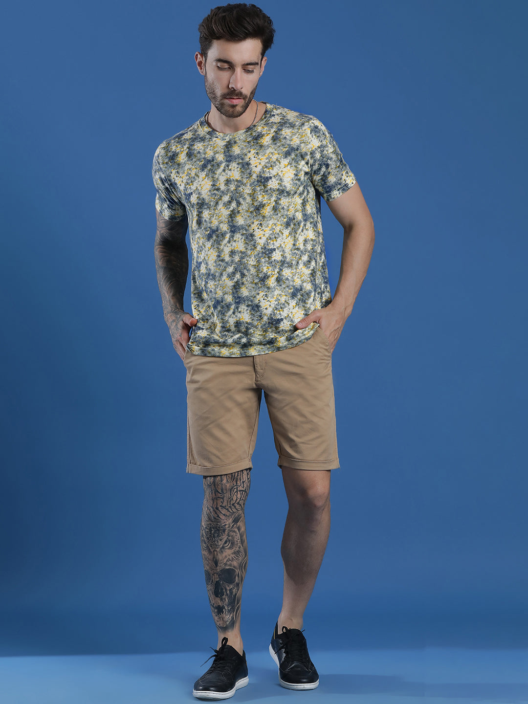 Single Jersey Round Neck Slim Fit Printed Half Sleeve T-Shirt