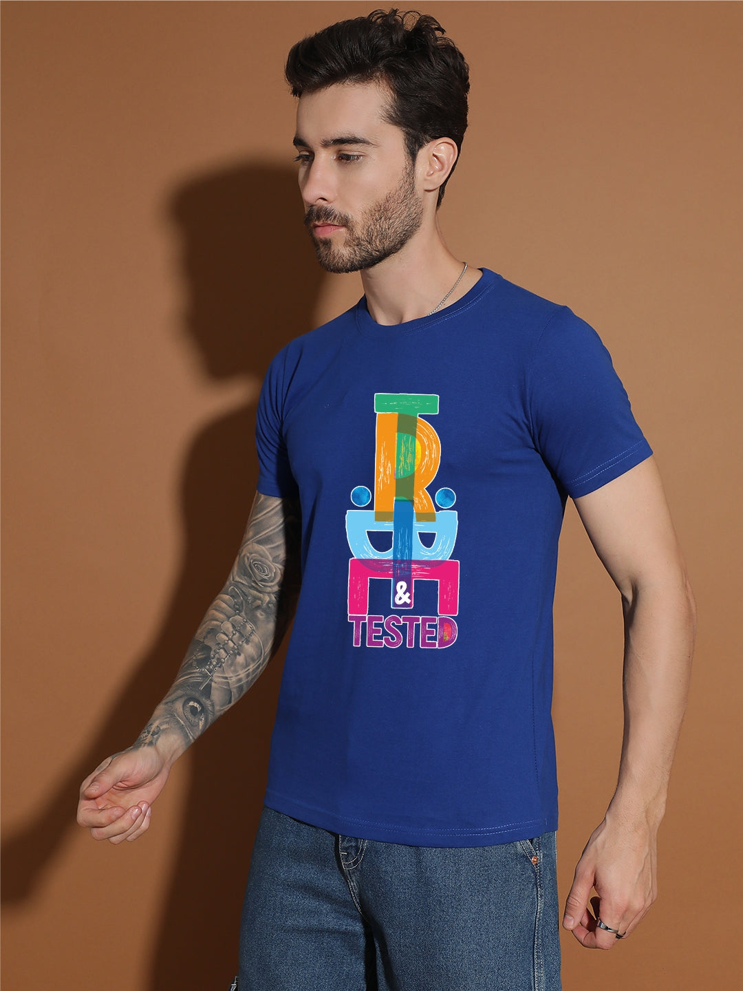 Breezer Tribe Men’s Cotton Single Jersey Round Neck Regular Fit Printed Half Sleeve Casual T-Shirt