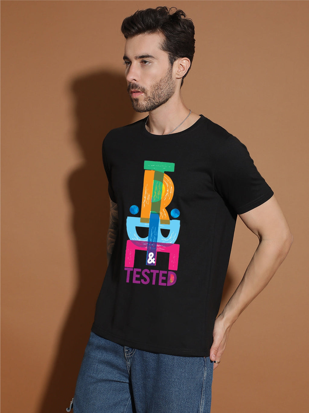 Breezer Tribe Men’s Cotton Single Jersey Round Neck Regular Fit Printed Half Sleeve Casual T-Shirt