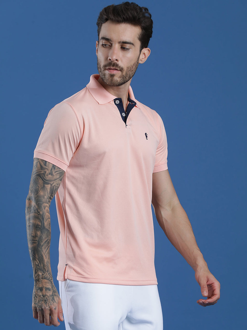 Dryfit Textured Structured Polo Neck Half Sleeve Casual T-Shirt