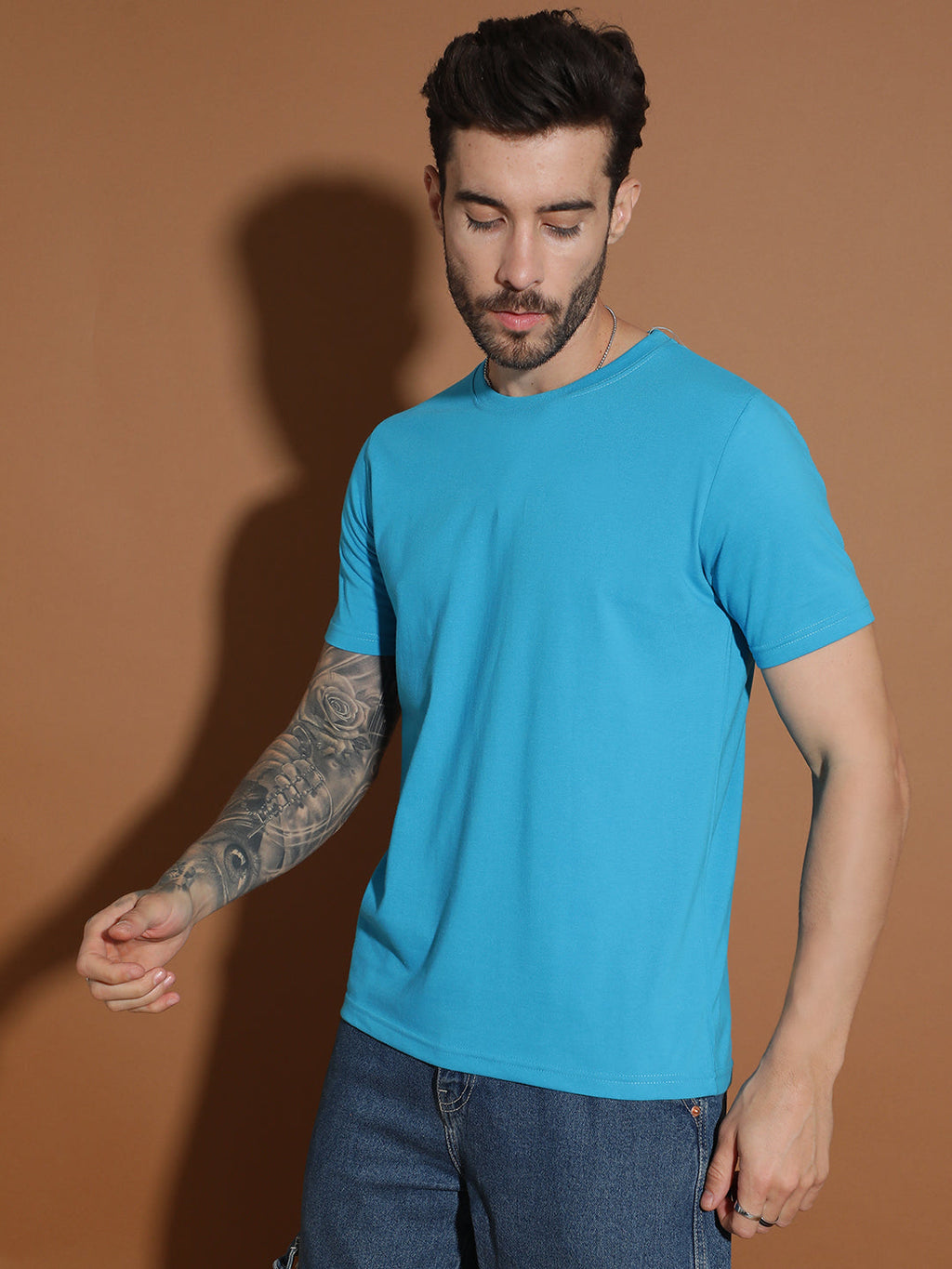 Single Jersey Round Neck Regular Fit Half Sleeve Casual T-Shirt