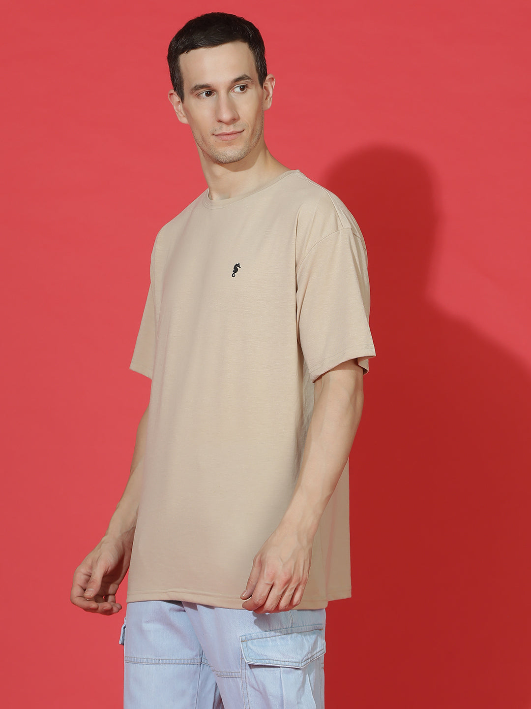 Single Jersey Oversized Round Neck Drop Shoulder Half Sleeve T-Shirt