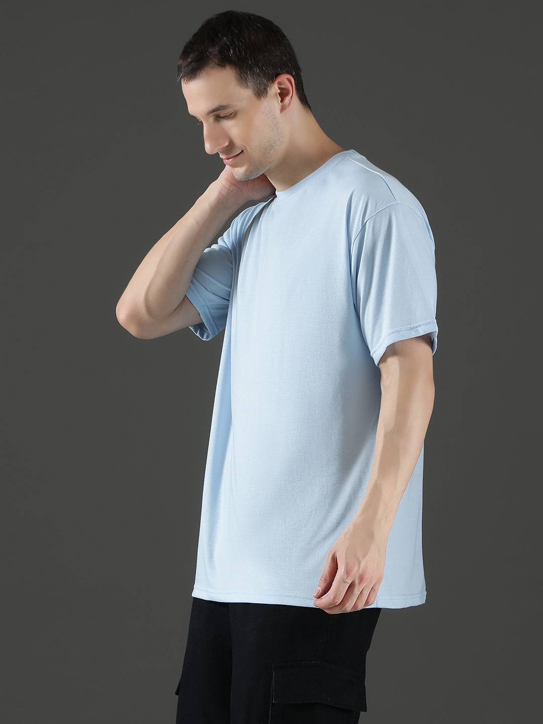 Single Jersey Oversized Round Neck Drop Shoulder Half Sleeve T-Shirt