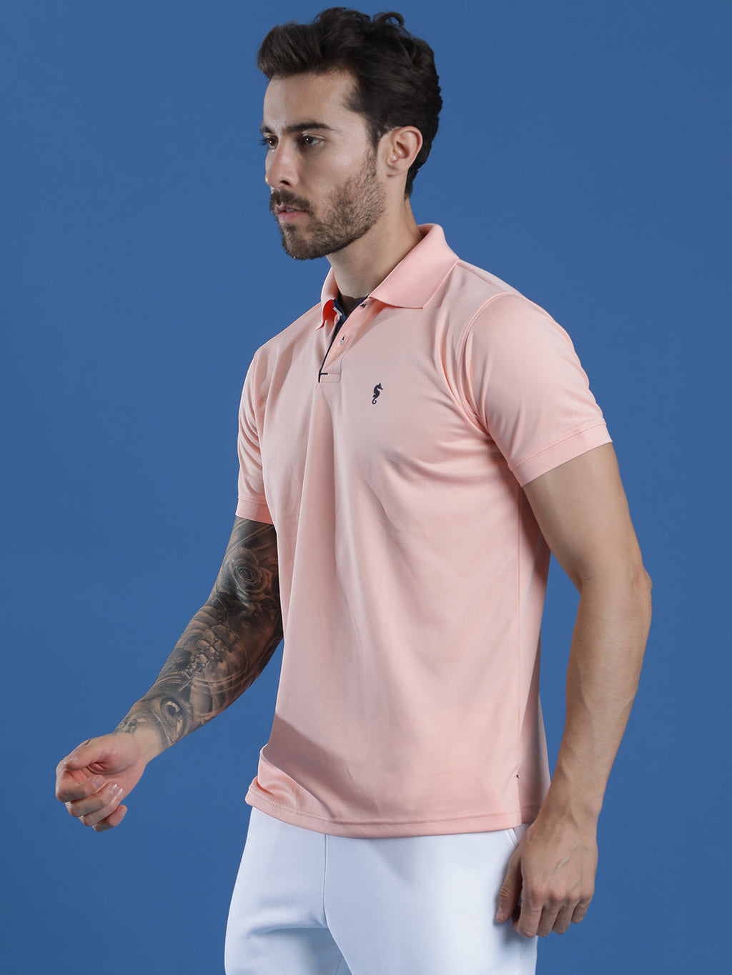 Dryfit Textured Structured Polo Neck Half Sleeve Casual T-Shirt