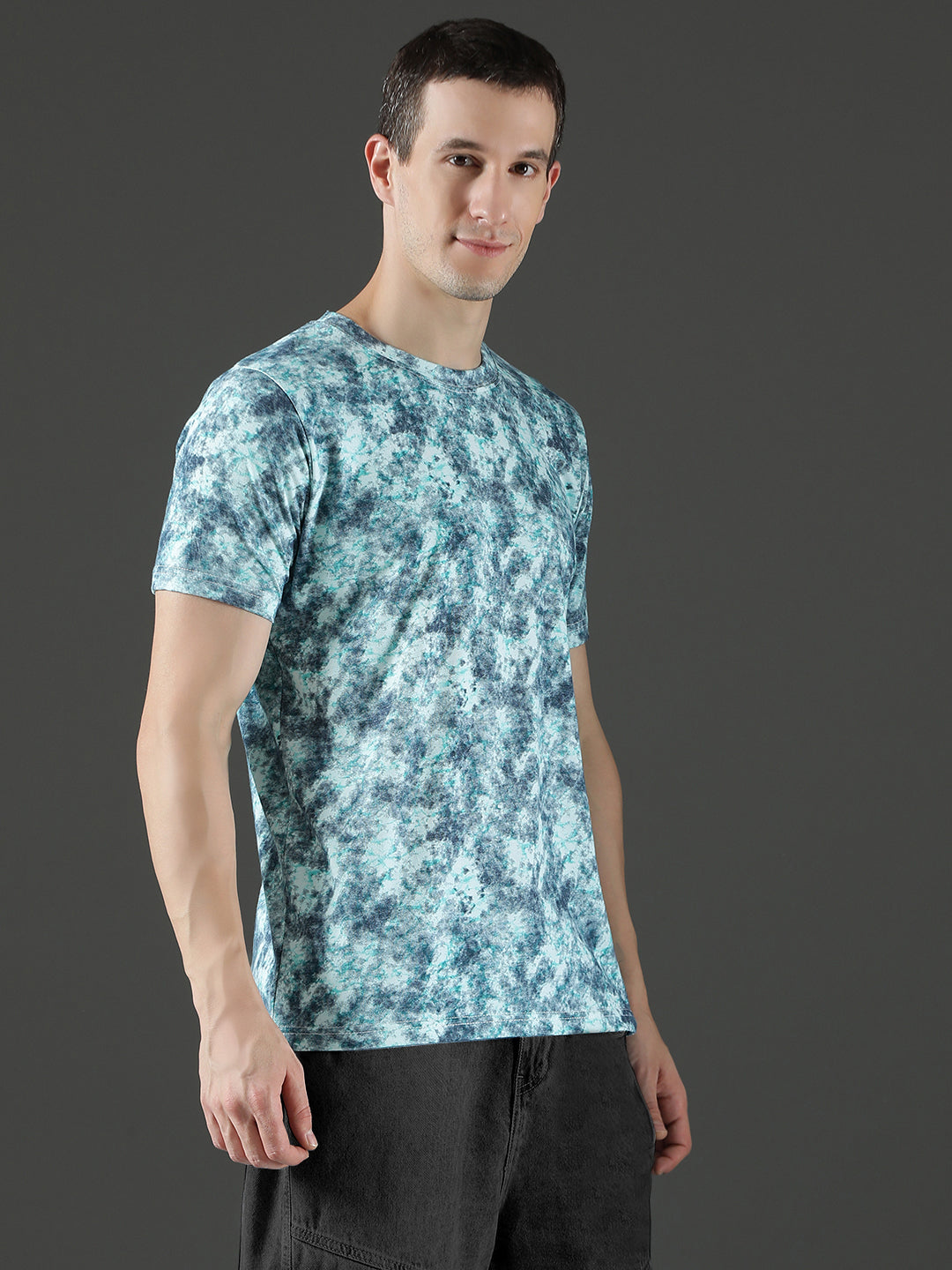 Single Jersey Round Neck Slim Fit Printed Half Sleeve T-Shirt