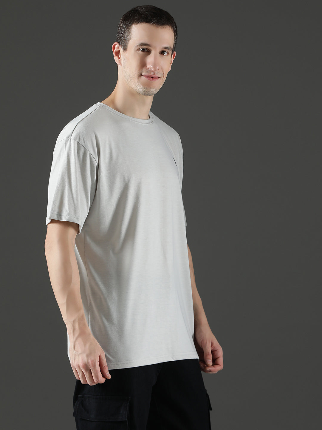 Single Jersey Oversized Round Neck Drop Shoulder Half Sleeve T-Shirt