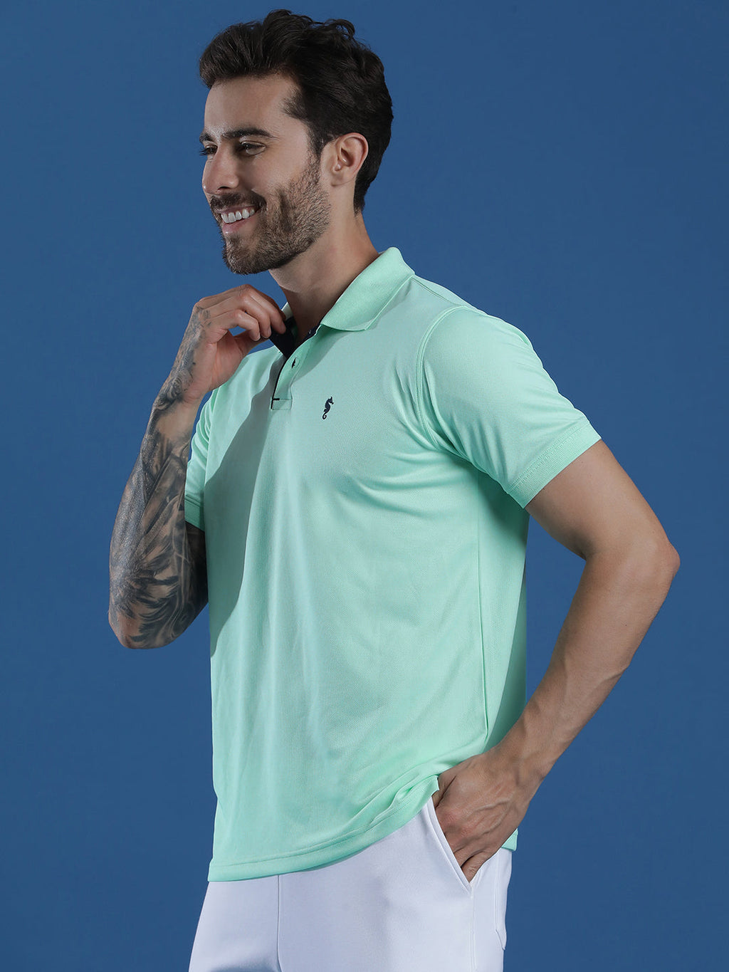 Dryfit Textured Structured Polo Neck Half Sleeve Casual T-Shirt