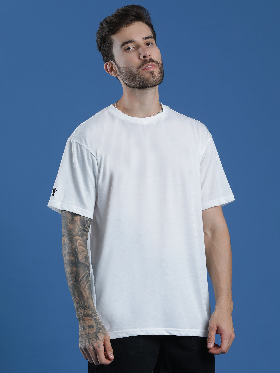 Single Jersey Oversized Round Neck Drop Shoulder Half Sleeve T-Shirt