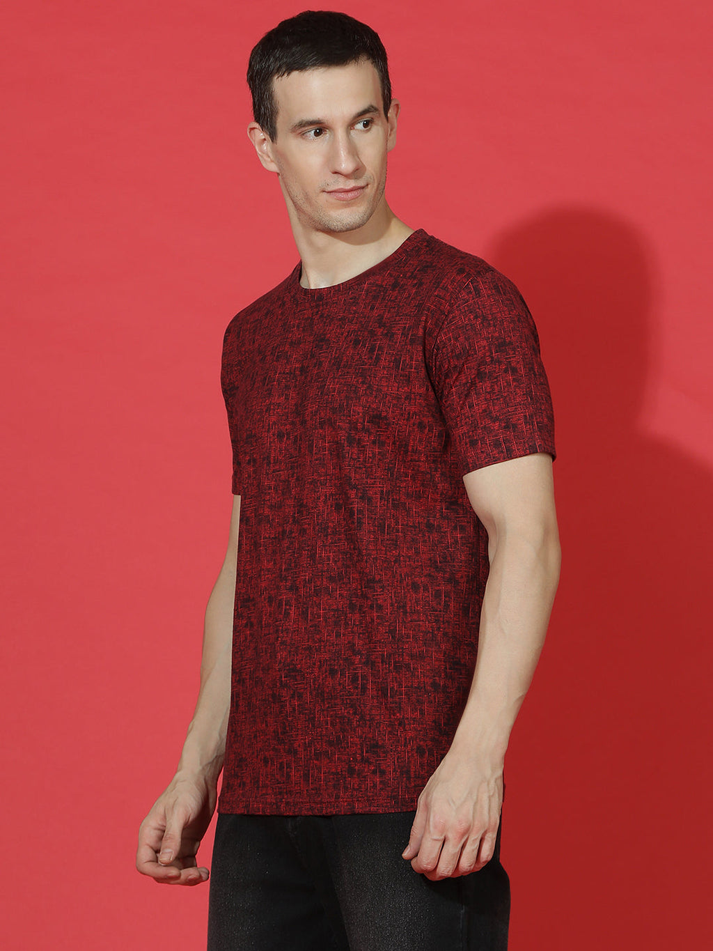Single Jersey Round Neck Slim Fit Printed Half Sleeve T-Shirt