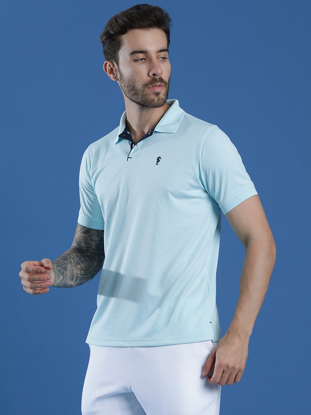 Dryfit Textured Structured Polo Neck Half Sleeve Casual T-Shirt