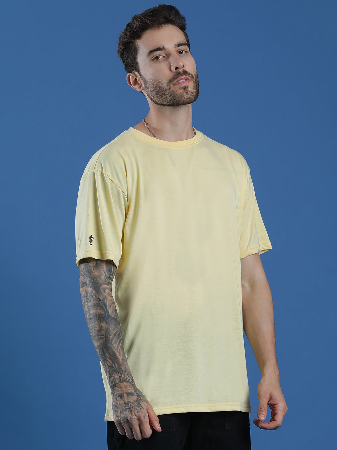 Single Jersey Oversized Round Neck Drop Shoulder Half Sleeve T-Shirt
