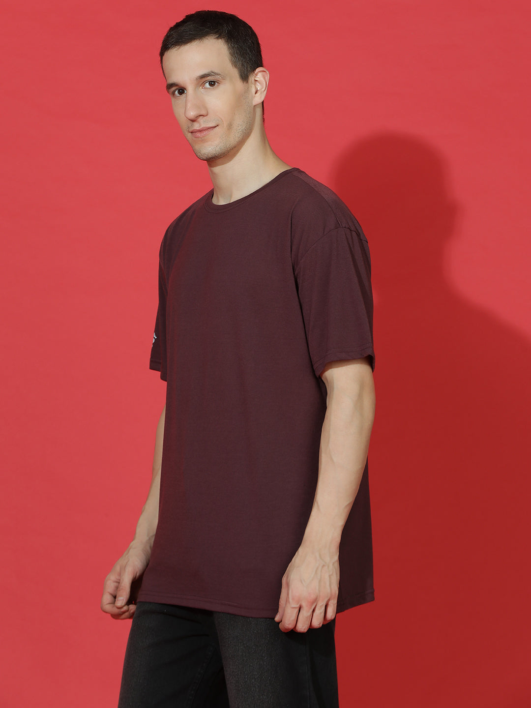 Single Jersey Oversized Round Neck Drop Shoulder Half Sleeve T-Shirt