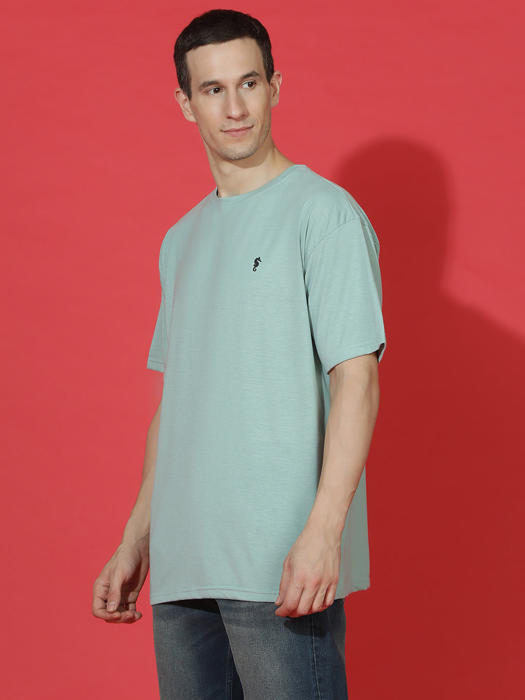 Single Jersey Oversized Round Neck Drop Shoulder Half Sleeve T-Shirt