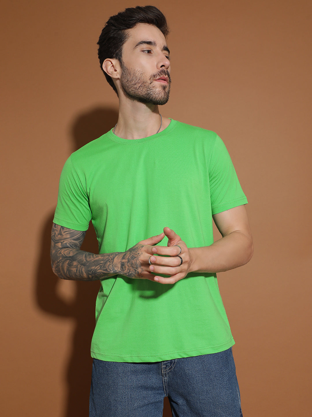 Single Jersey Round Neck Regular Fit Half Sleeve Casual T-Shirt