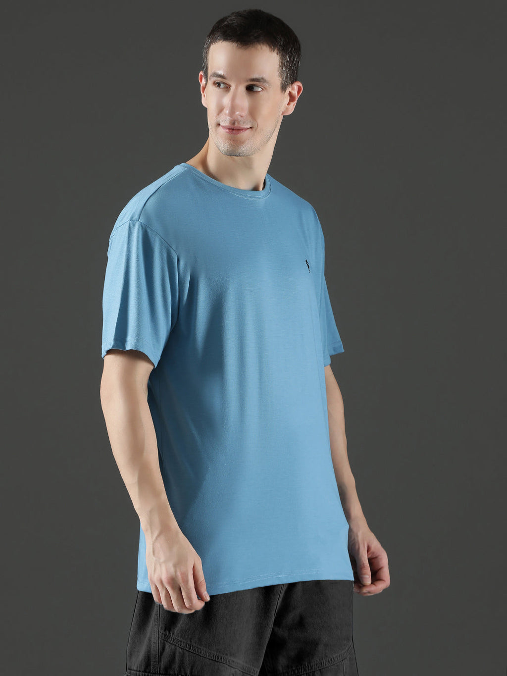 Single Jersey Oversized Round Neck Drop Shoulder Half Sleeve T-Shirt