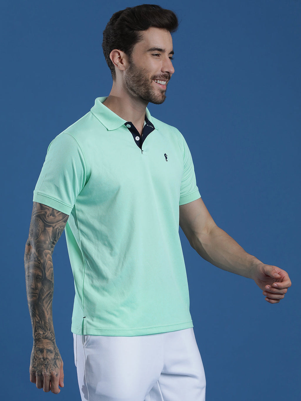 Dryfit Textured Structured Polo Neck Half Sleeve Casual T-Shirt