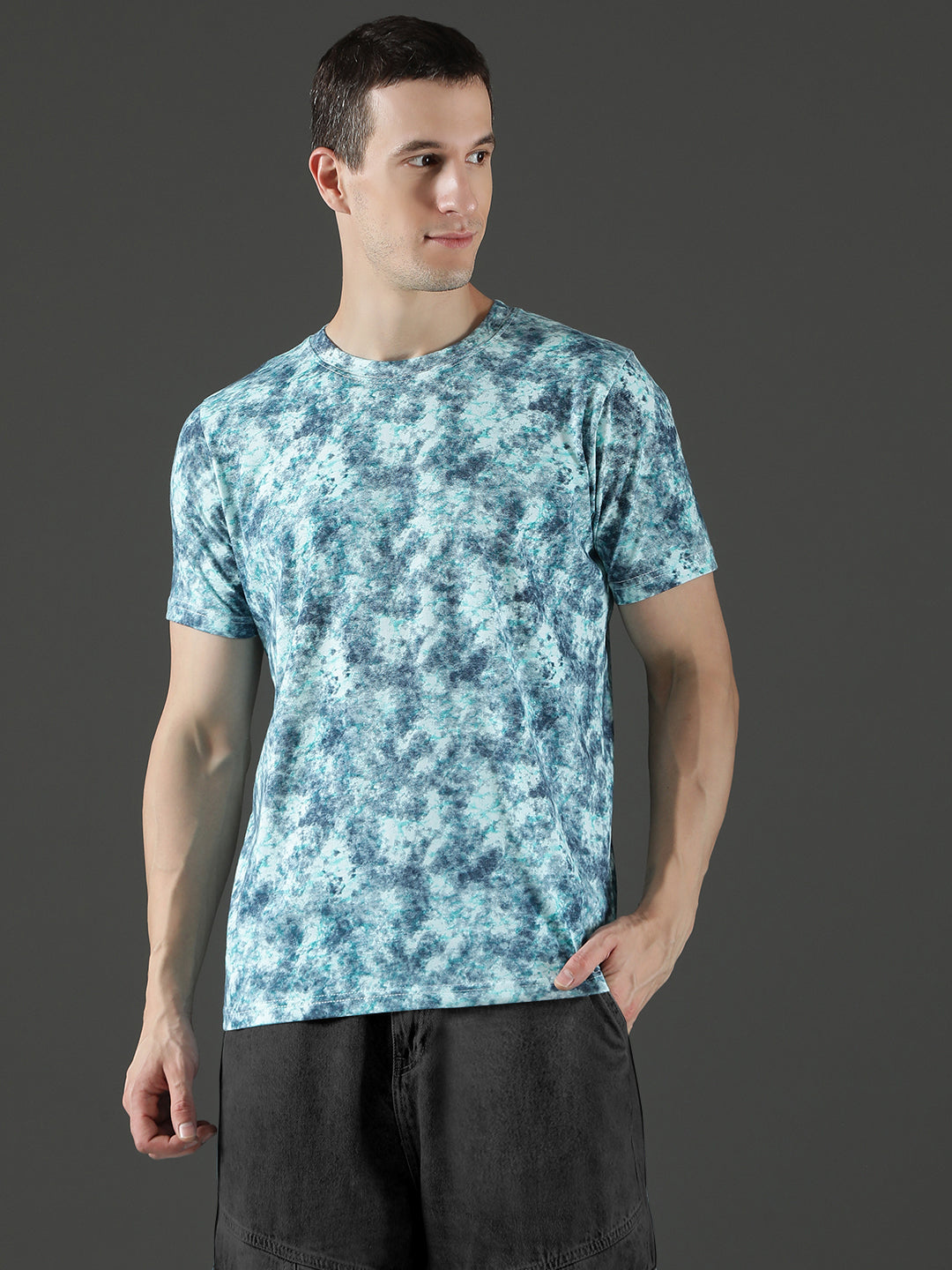 Single Jersey Round Neck Slim Fit Printed Half Sleeve T-Shirt