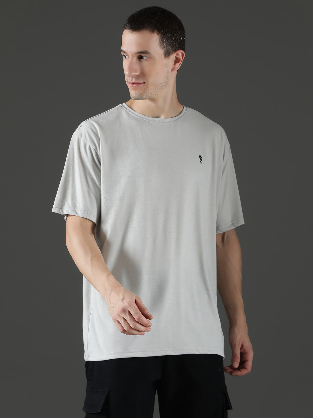 Single Jersey Oversized Round Neck Drop Shoulder Half Sleeve T-Shirt