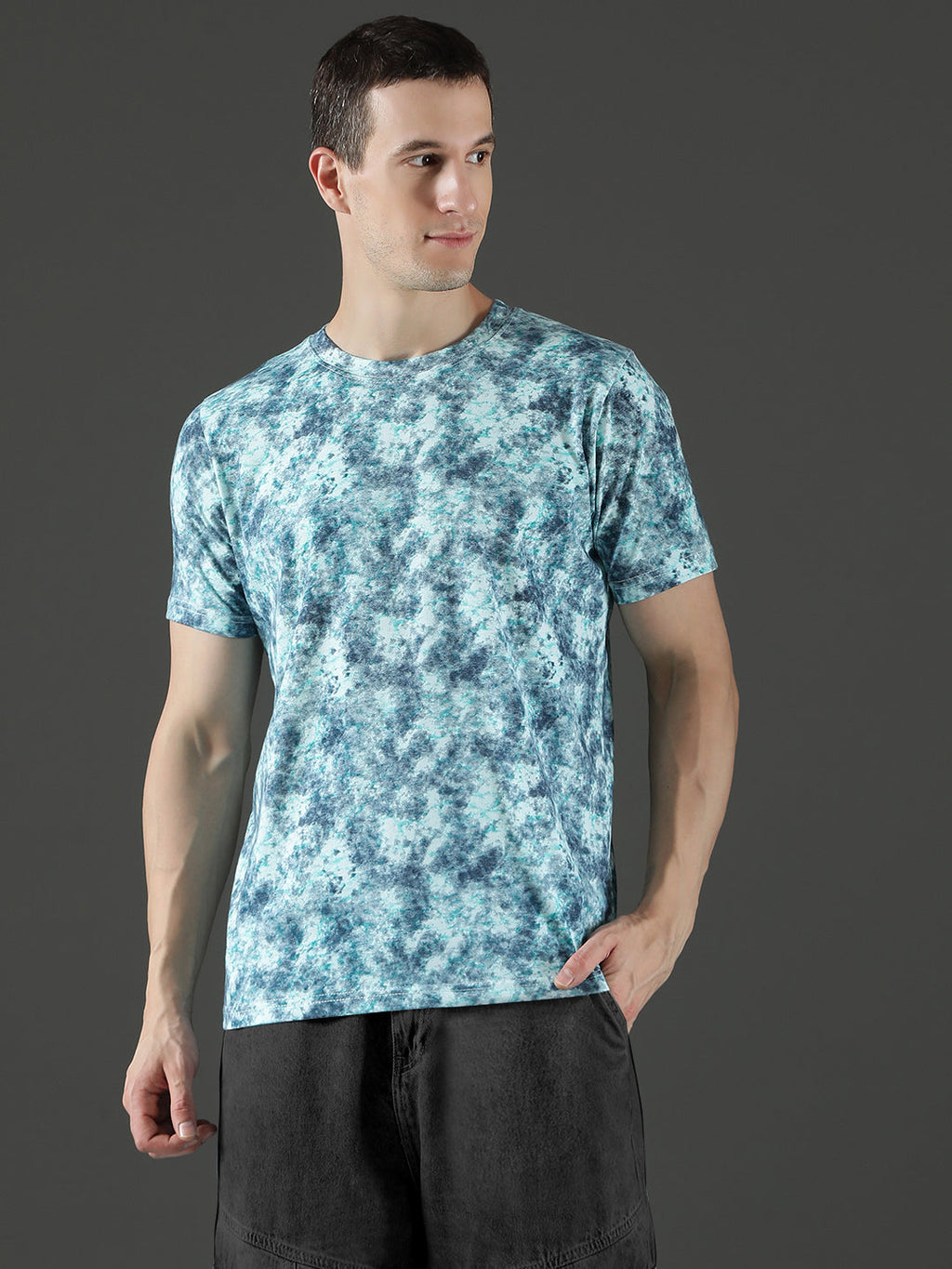 Single Jersey Round Neck Slim Fit Printed Half Sleeve T-Shirt