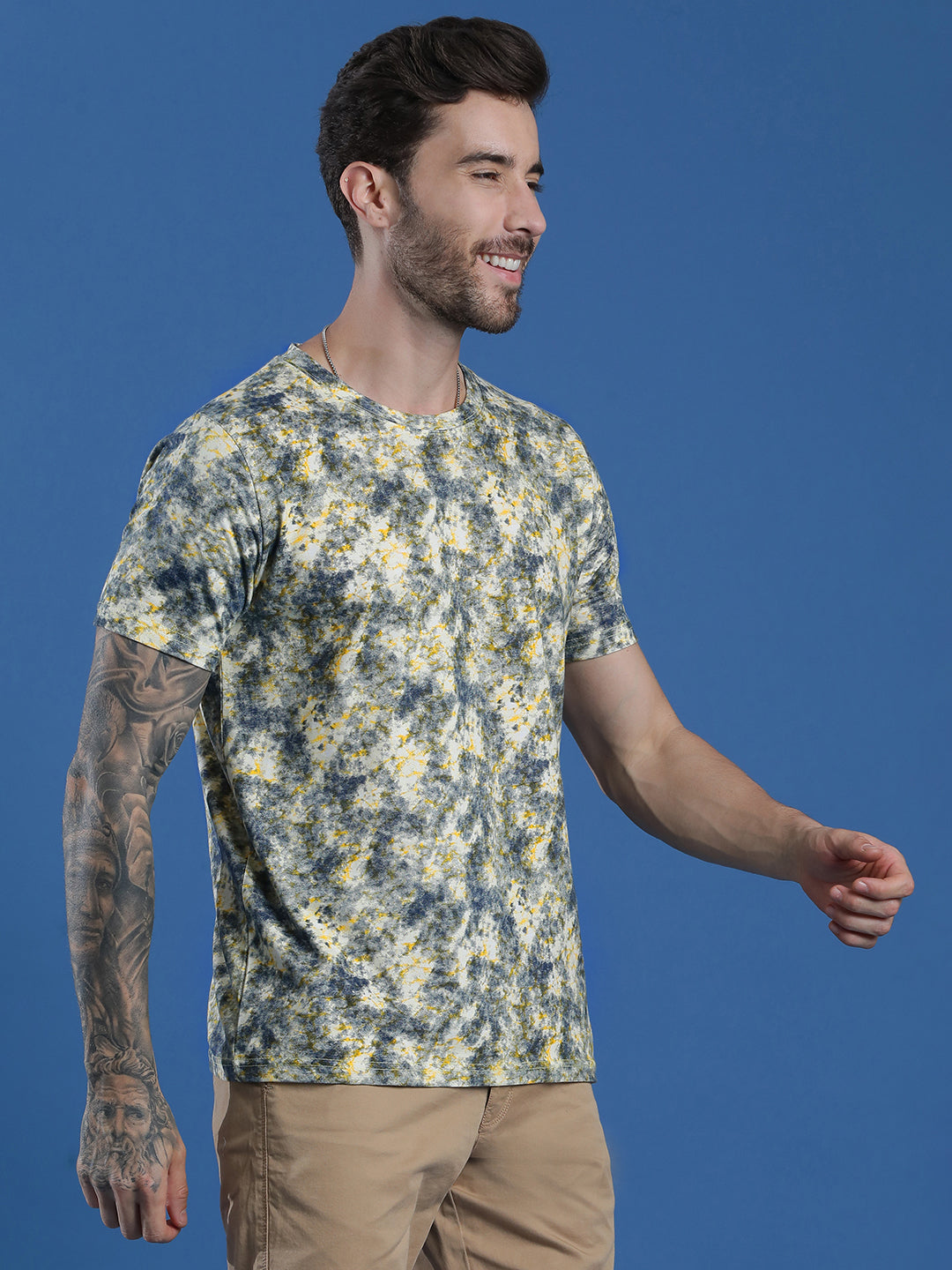 Single Jersey Round Neck Slim Fit Printed Half Sleeve T-Shirt
