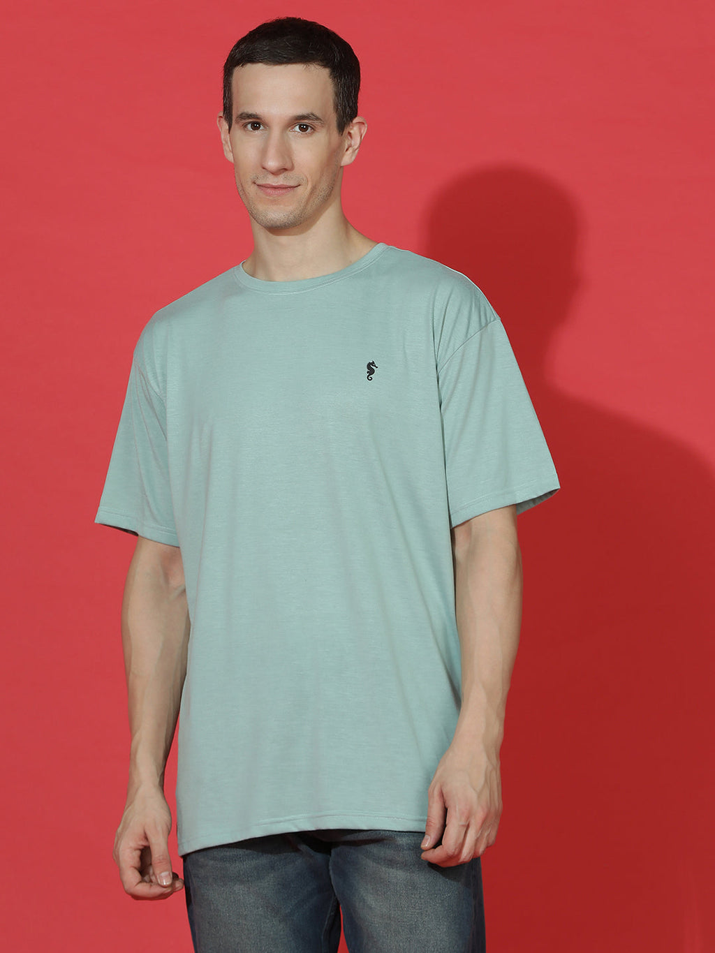 Single Jersey Oversized Round Neck Drop Shoulder Half Sleeve T-Shirt