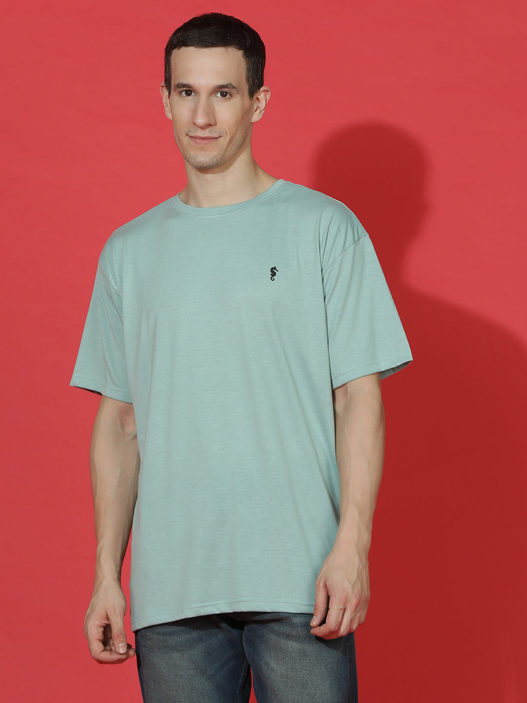 Single Jersey Oversized Round Neck Drop Shoulder Half Sleeve T-Shirt