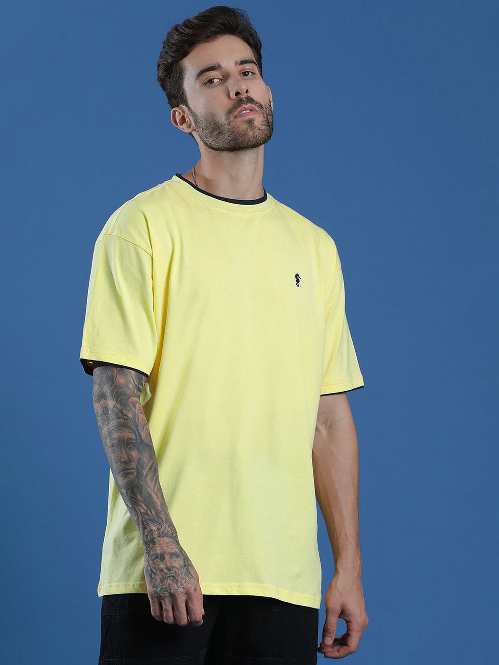 Single Jersey Oversized Round Neck Drop Shoulder Half Sleeve Casual T-Shirt