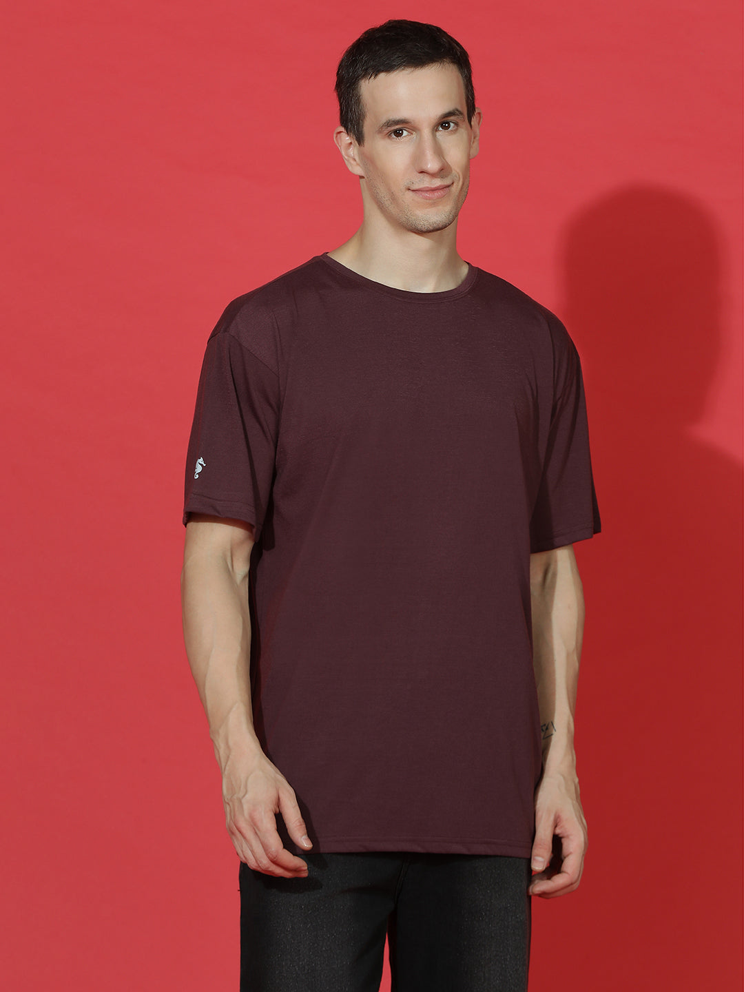 Single Jersey Oversized Round Neck Drop Shoulder Half Sleeve T-Shirt
