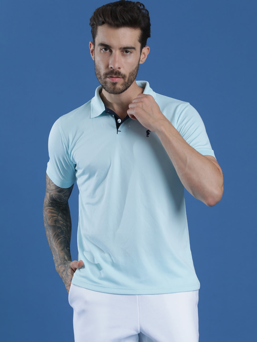 Dryfit Textured Structured Polo Neck Half Sleeve Casual T-Shirt