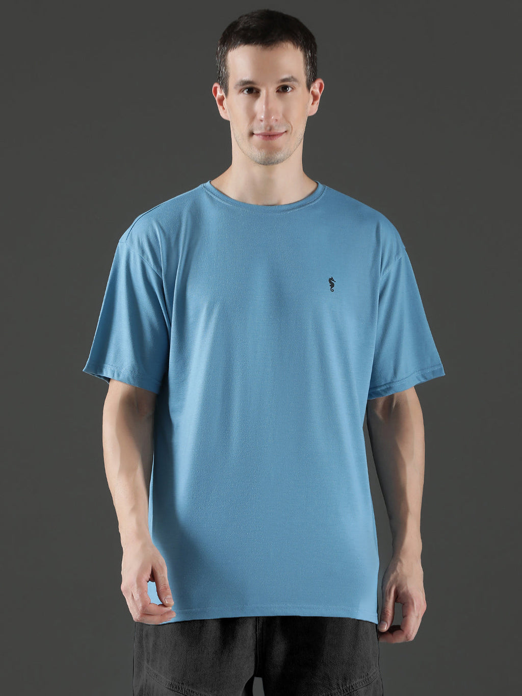 Single Jersey Oversized Round Neck Drop Shoulder Half Sleeve T-Shirt