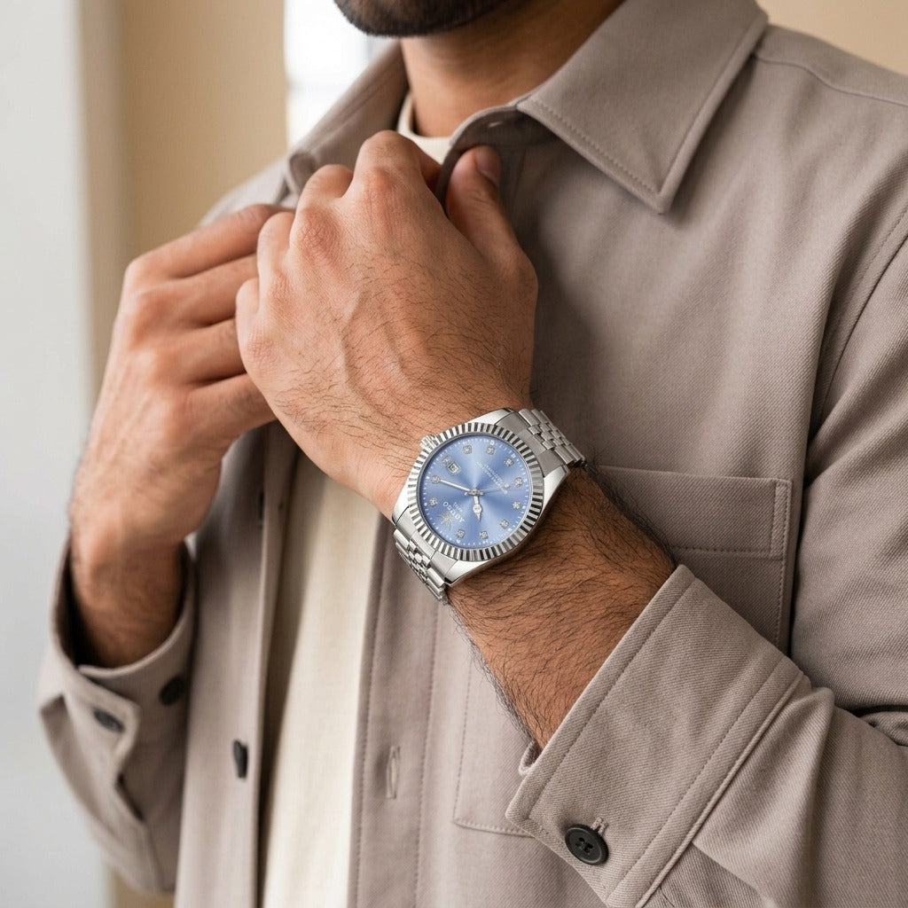 Sky Luxe Silver Stainless Steel Analog Watch for Men -AB55